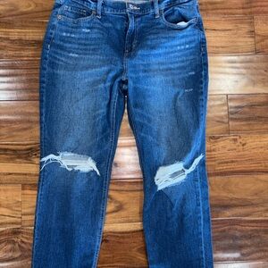 Old Navy Women's Ripped Boyfriend Jeans in Blue Wash